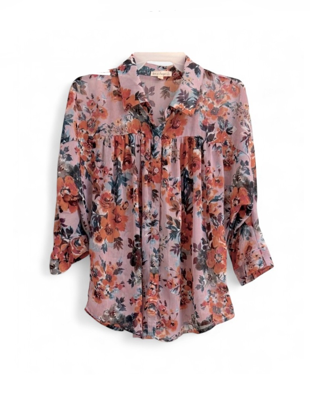 Love On A Hanger Peasant Floral Blouse Size Small